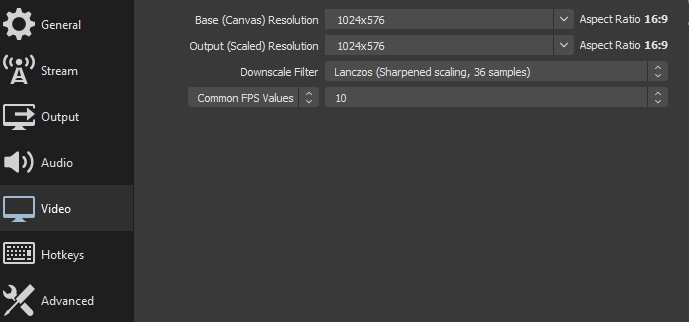 OBS Video Settings