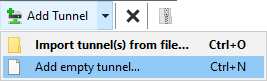 Screenshot of WireGuard client &ldquo;Add Tunnel&rdquo; context menu